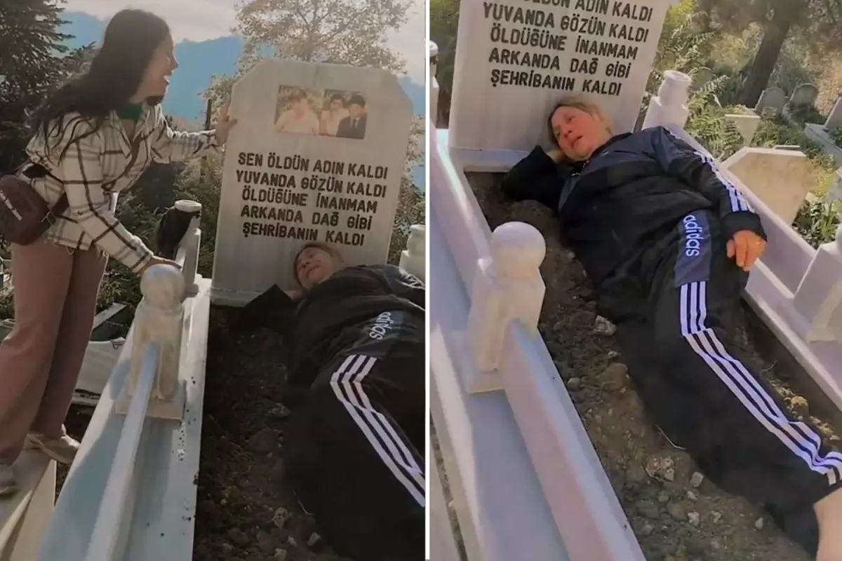 Genç Kadın, Eşinin Mezarı Üzerinde Ağladı